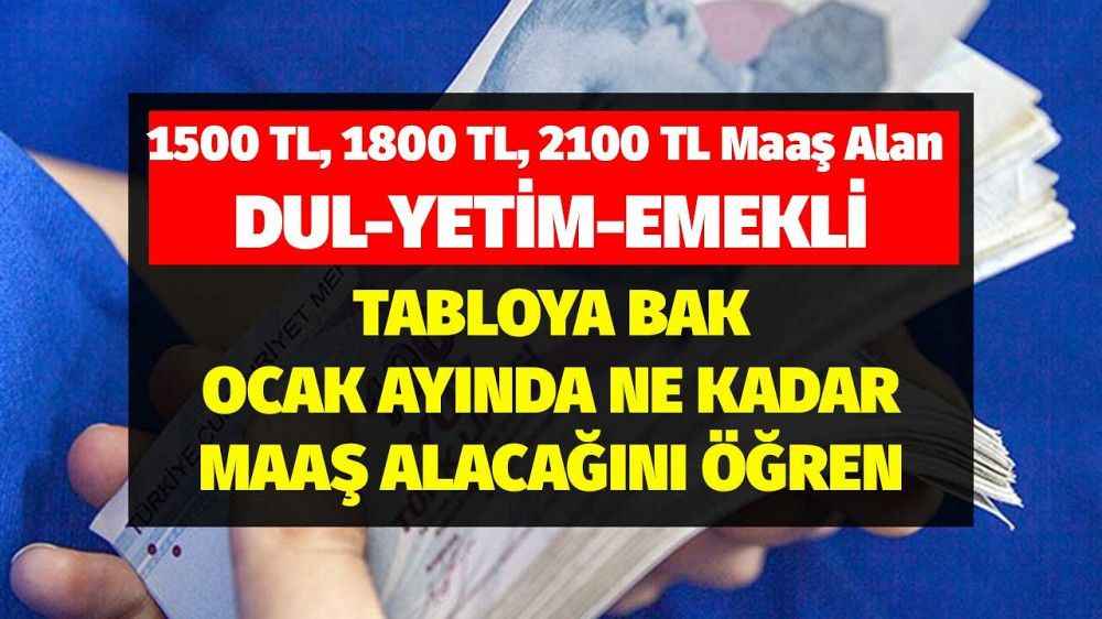 1500 TL, 1800 TL, 2100 TL Maaş Alan Dul, Yetim, Emekli! Ocak 2022 Maaşını Öğren