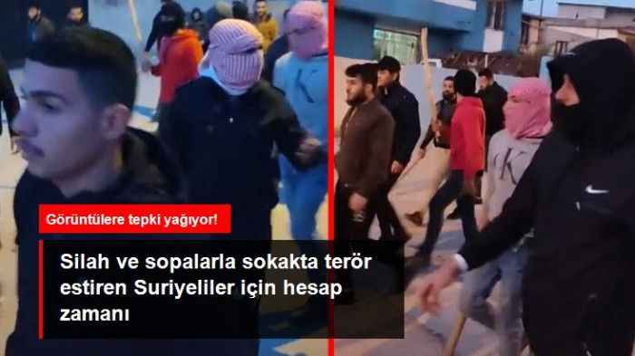 Silah ve sopalarla sokakta terör estiren Suriyeliler yakalandı