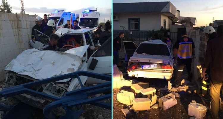 Urfa'da Polisten kaçarken kaza yaparak köy evinin avlusuna girdi