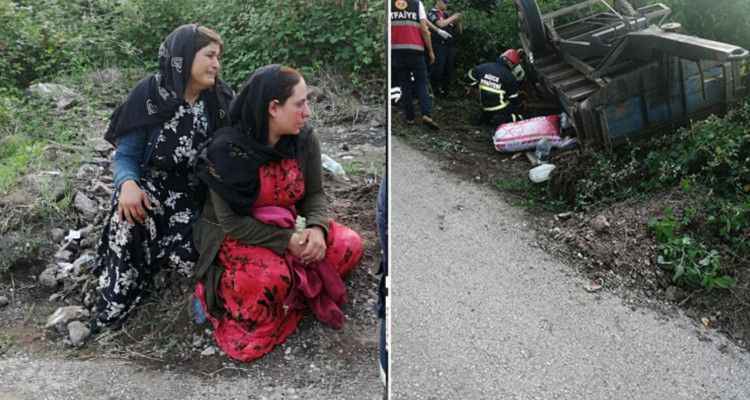 Fındık işçilerini taşıyan traktör devrildi: 1 ölü, 12 yaralı