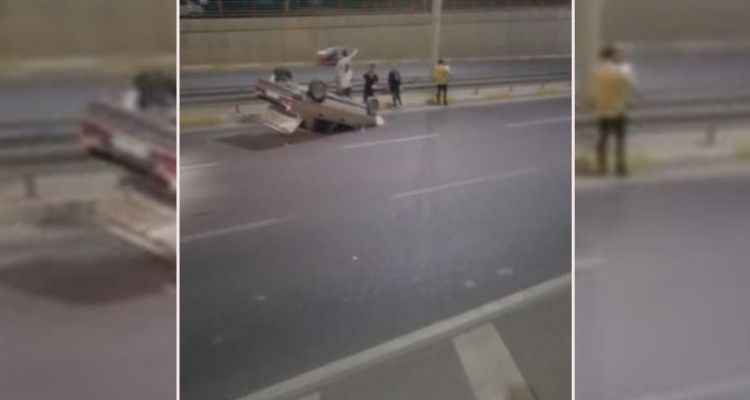 Urfa'da takla atan araçtan burnu kanamadan çıktı!