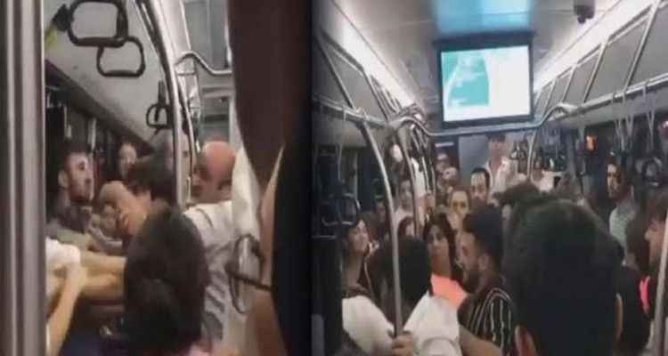Halk otobüsünde tekme tokat kavga