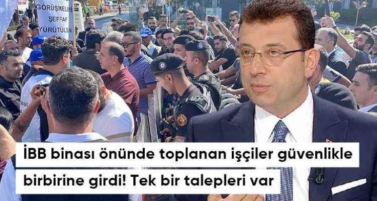 İşçilerin İBB binası önündeki banka promosyonu eyleminde arbede yaşandı