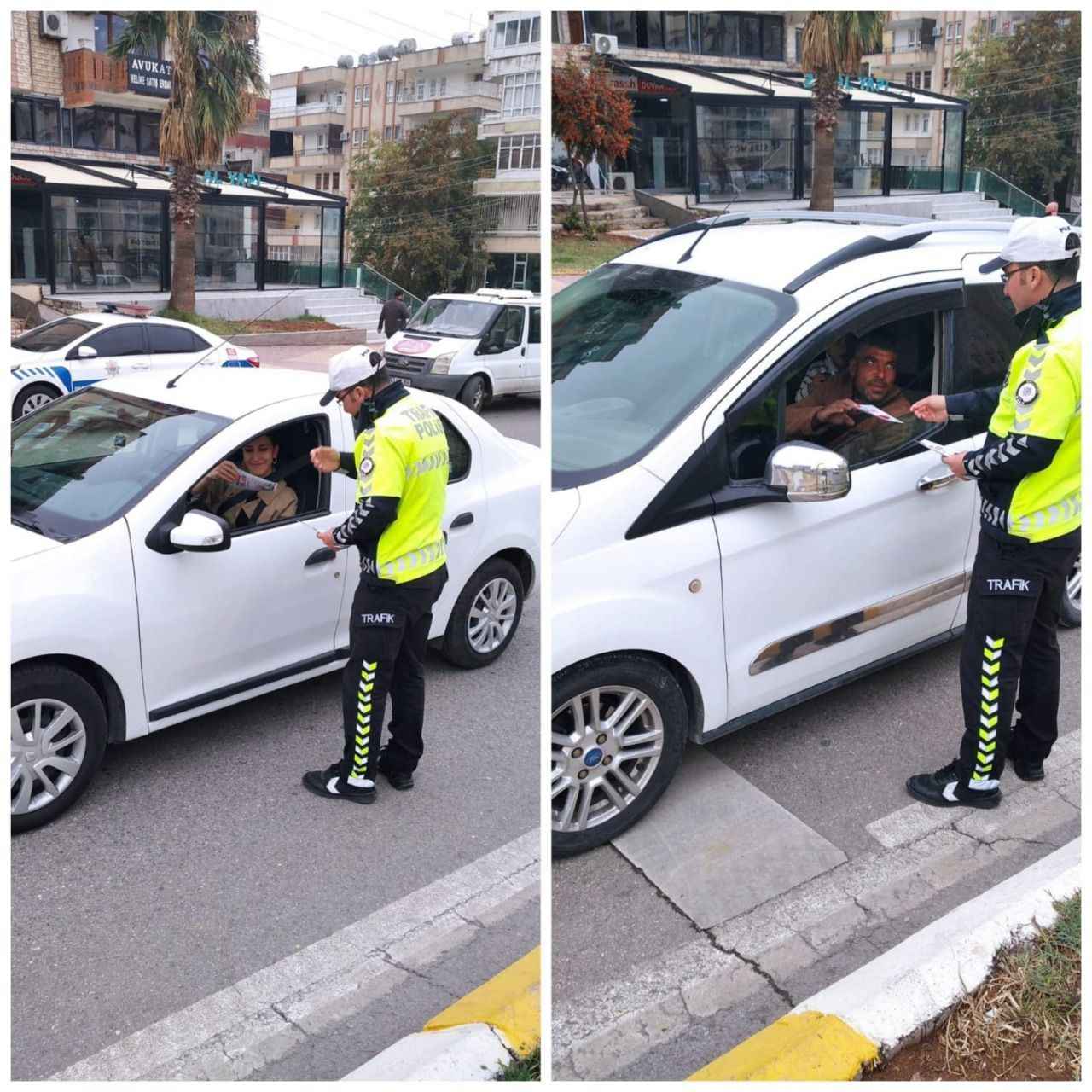 Trafik polisleri sürücülere bilgilendirici broşür dağıttı
