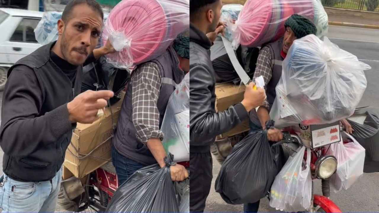 Şanlıurfa'da Motosiklete yüklediği eşyalar hayrete düşürdü