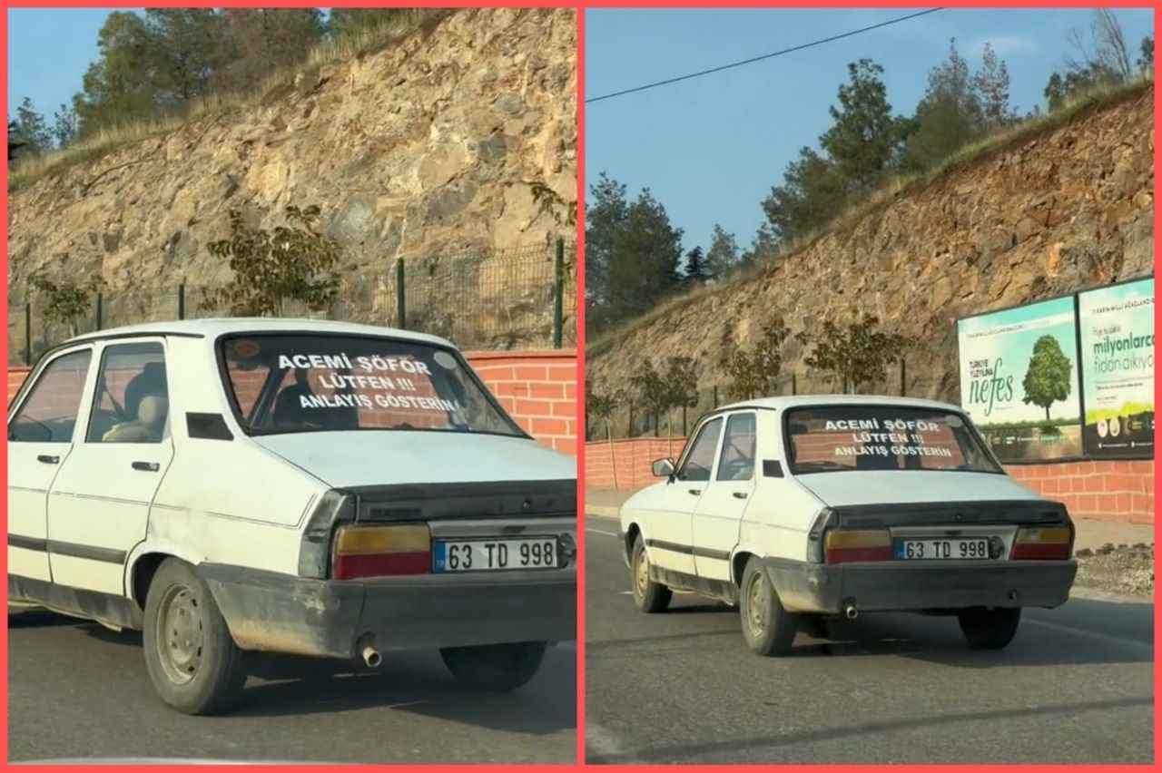 Şanlıurfa'da Acemi olduğunu aracının arka camına yazdı