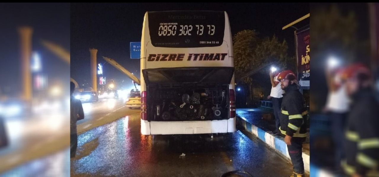Urfa'da yolcu otobüsünde yangın!