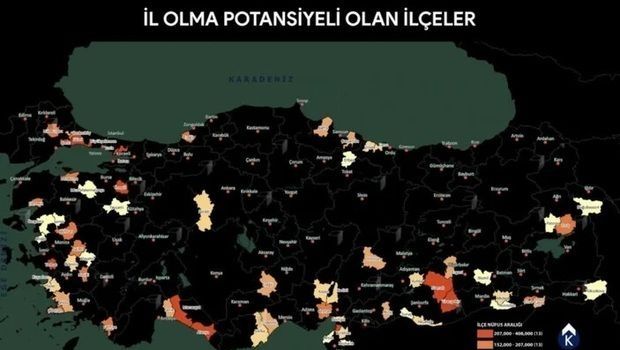 İl olma potansiyeli yüksek 67 ilçe belirlendi!