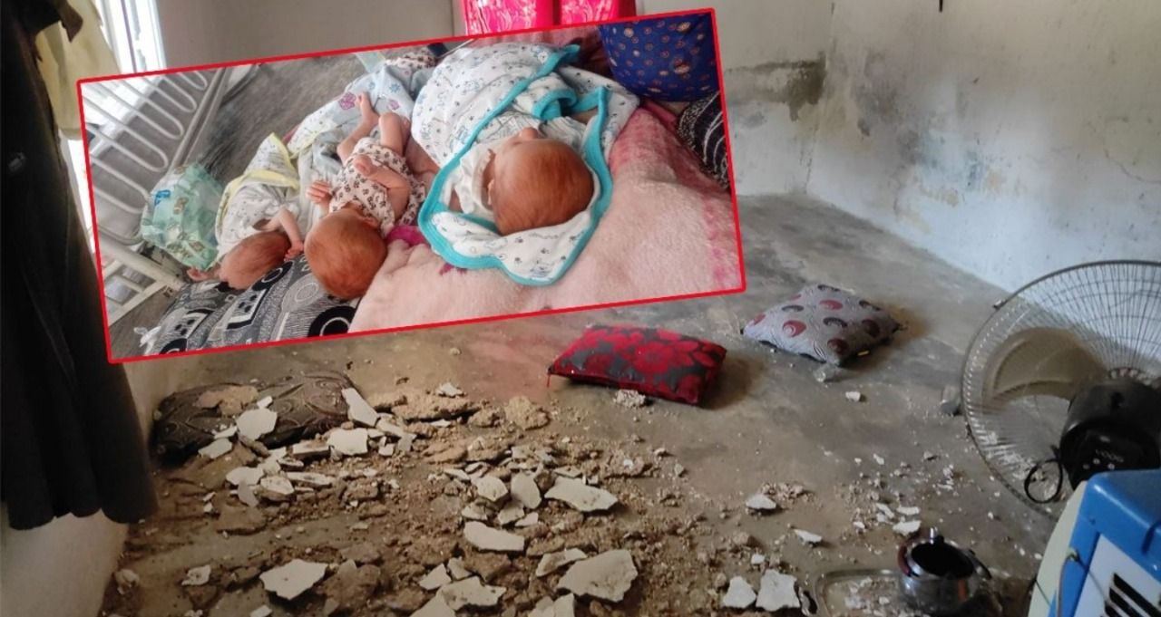 Akçakale’de tavanı çöken evdeki üçüz bebekler yaralandı