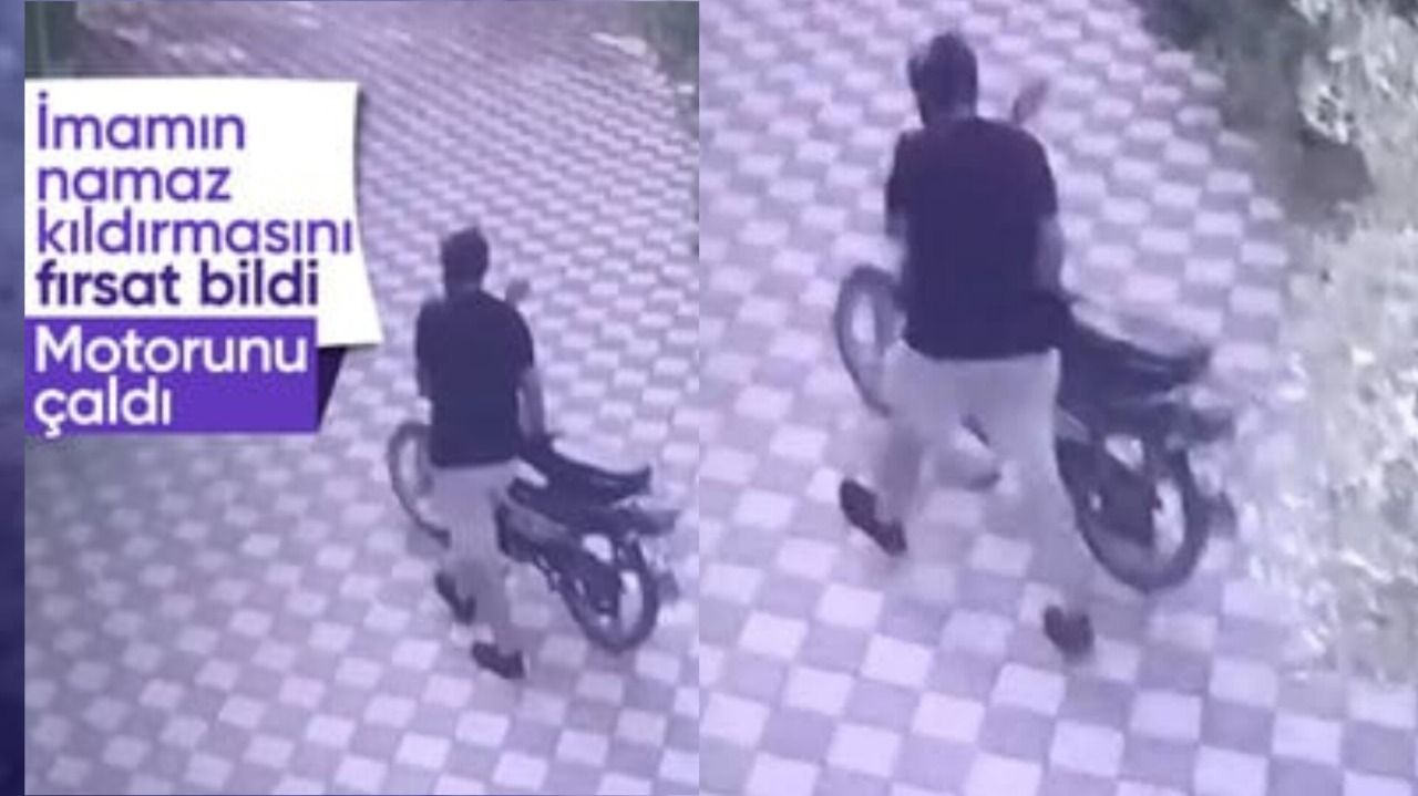 Cemaat namaz kılarken imamın motosikletini çaldı