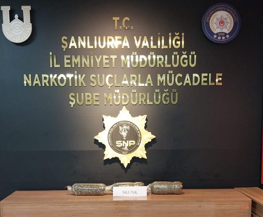 ŞANLIURFA’DA 1 KİLO 400 GRAM SKUNK MADDESİ ELE GEÇİRİLDİ