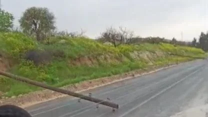 Şanlıurfa’da Yağışın Etkisiyle Elektrik Direği Yola Devrildi
