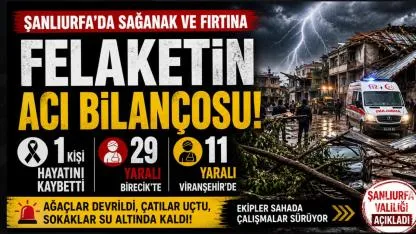 Şanlıurfa’da geceyi kabusa çeviren fırtına: Can kaybı var, onlarca yaralı!