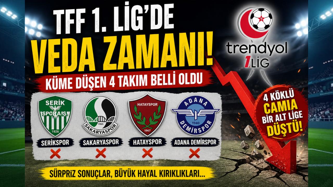 TFF 1. Lig’de Küme Düşen 4 Takım Netleşti! Büyük Hayal Kırıklığı